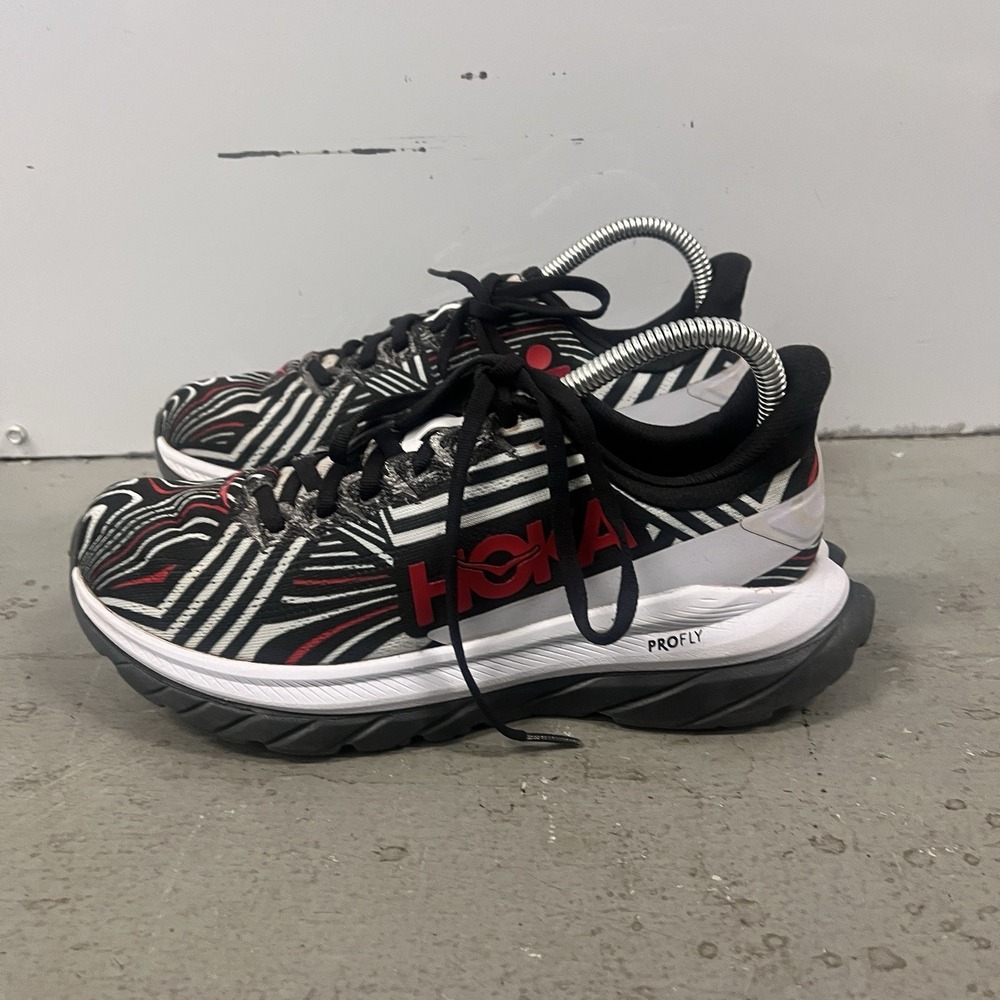 Hoka One One Mach 5 Running Shoes Black White Red Womens Size 7.5 B Marathon - Picture 3 of 9